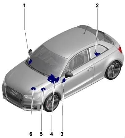 Audi A1 общее расположение блоков