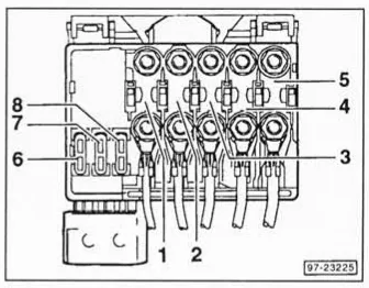 Предохранители для Volkswagen T4 (1990) блок, схема