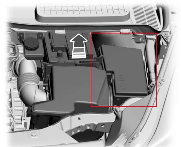 Расположение блока под капотом Ford Kuga 2