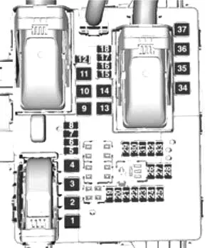 Схема блока предохранителей в багажнике опель инсигния