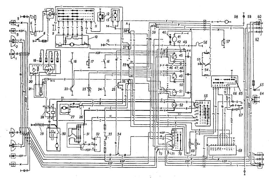 Электрическая схема стеклоочистителя и стеклоомывателя ГАЗ-24