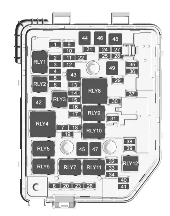 Схема блока предохранителей под капотом Chevrolet Spark M400