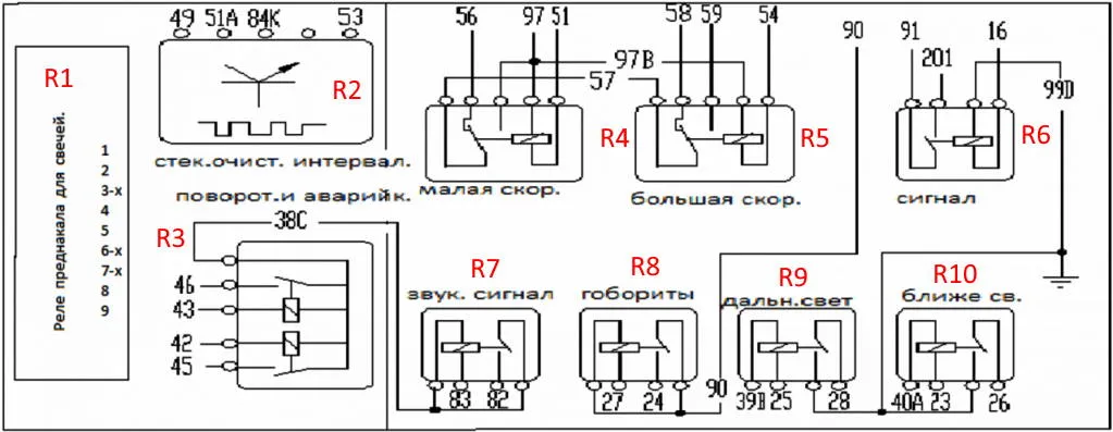 Схема блока реле