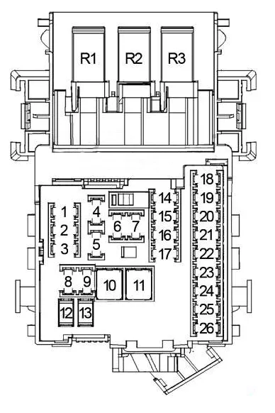 Схема блоку запобіжників в салоні Buick LaCrosse 2