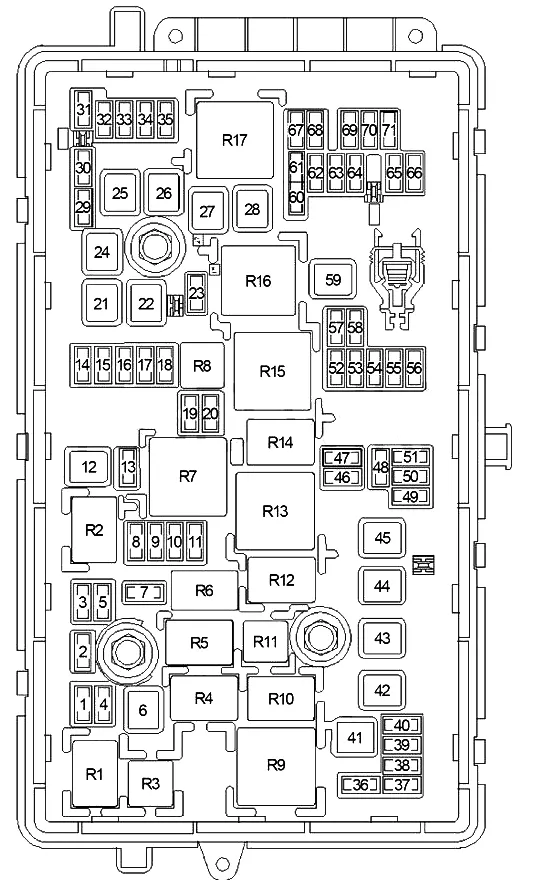 Схема блоку під капотом Buick LaCrosse 2