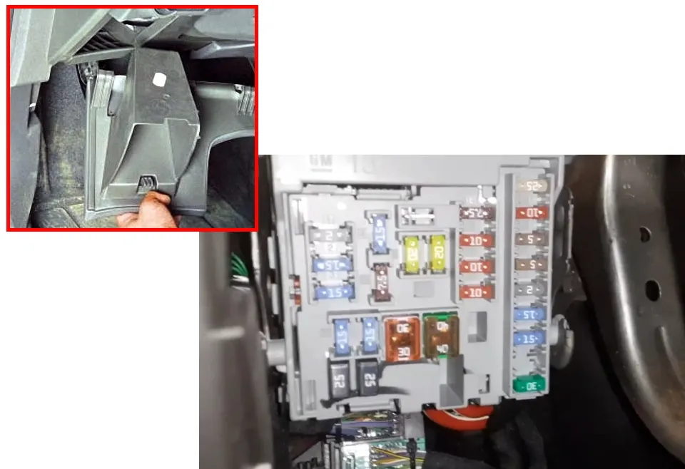доступ до блоку запобіжників в салоні Buick LaCrosse 2