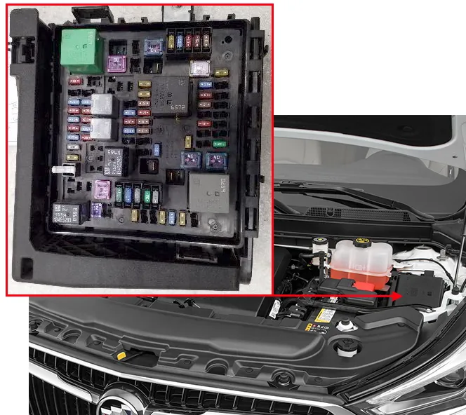 расположение предохранителей под капотом Buick Enclave 2G