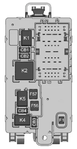 Схема задней стороны правого блока предохранителей  Chevrolet Silverado 4