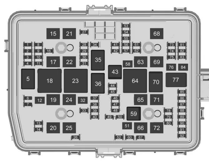 Схема блока предохранителей под капотом Chevrolet Silverado 4