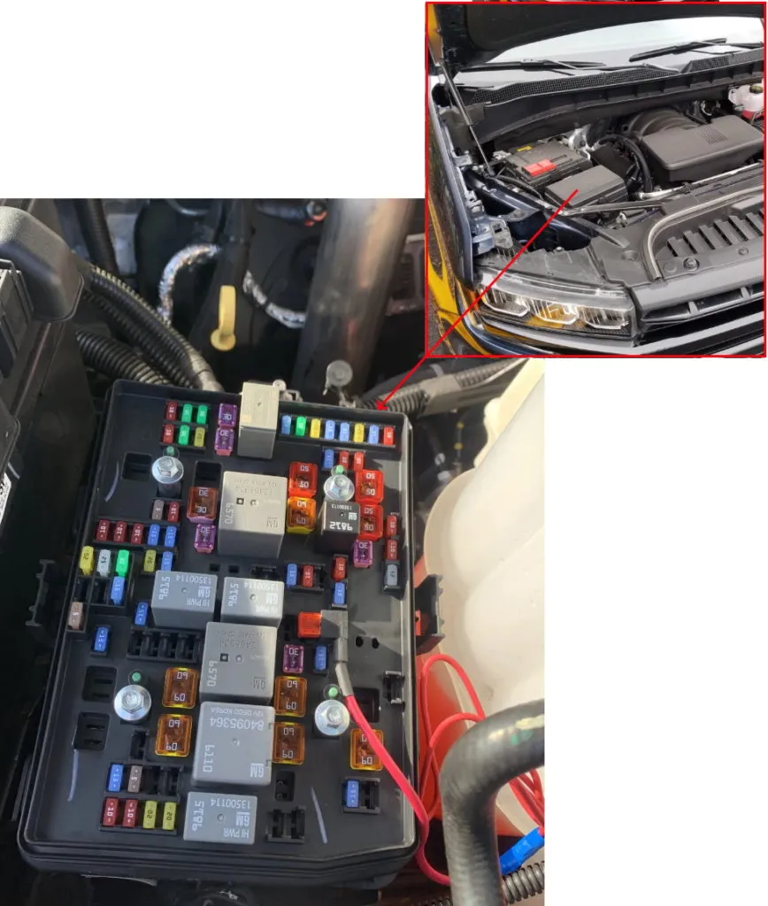 Расположение предохранителей под капотом Chevrolet Silverado 4
