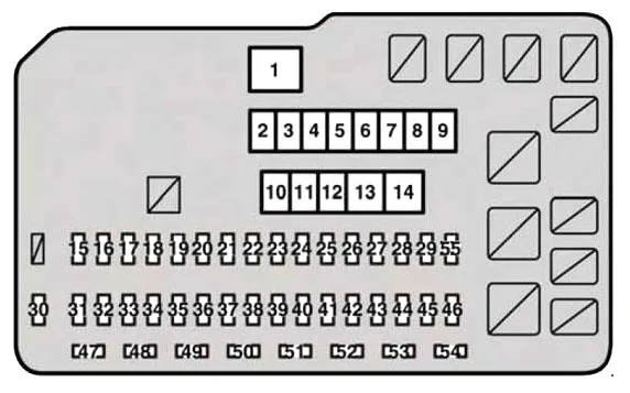 Схема блоку запобіжників під капотом Lexus RX 350 3g