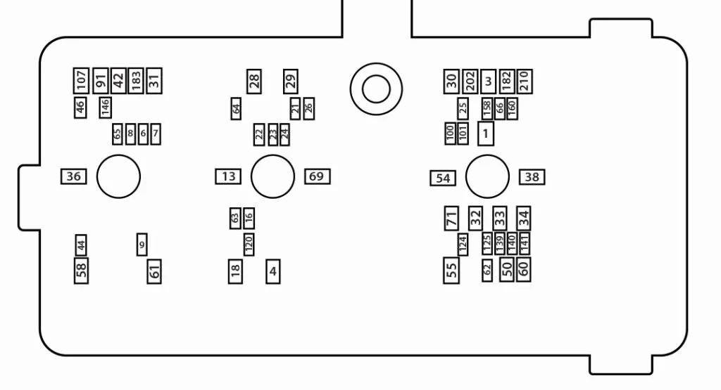 Схема блоку запобіжників під капотом ford bronco