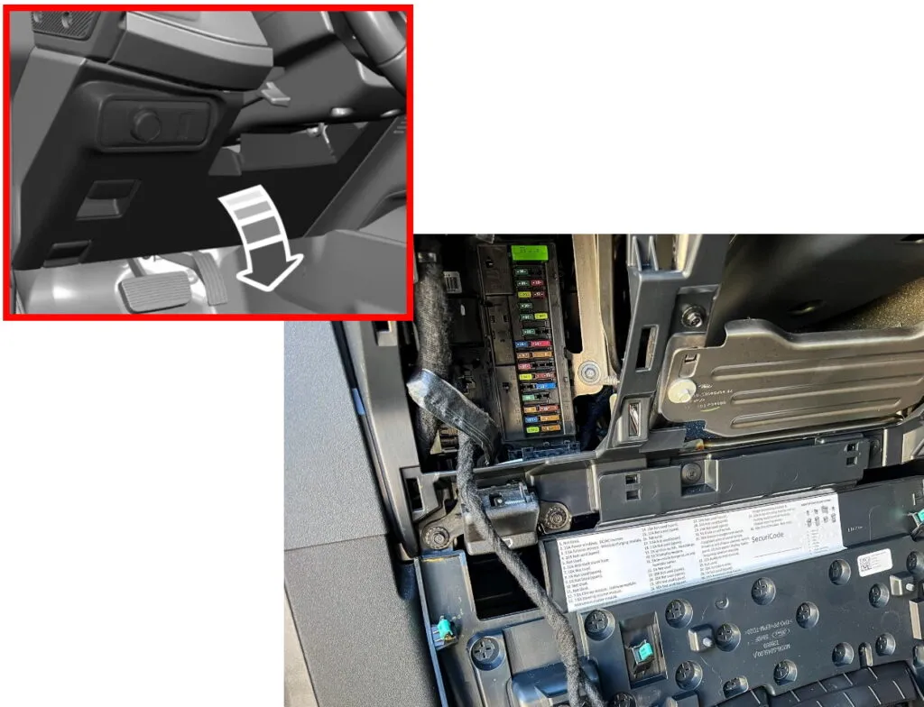 Розташування блоку запобіжників у салоні Ford Bronco