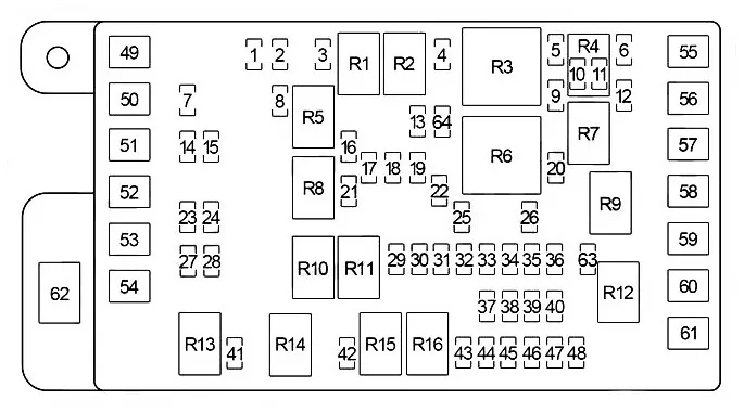 Схема блока предохранителей Chevrolet Trailblazer 1