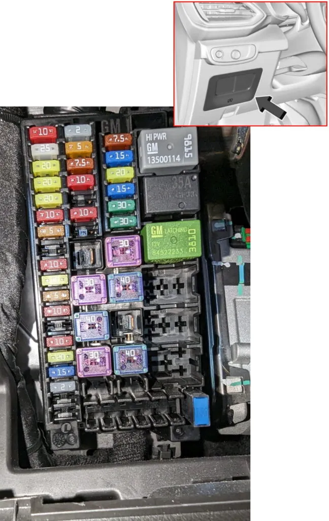 Расположение предохранителей в салоне Chevrolet TrailBlazer 3